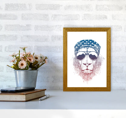 Wild Lion Colour Animal Art Print by Balaz Solti A4 Print Only