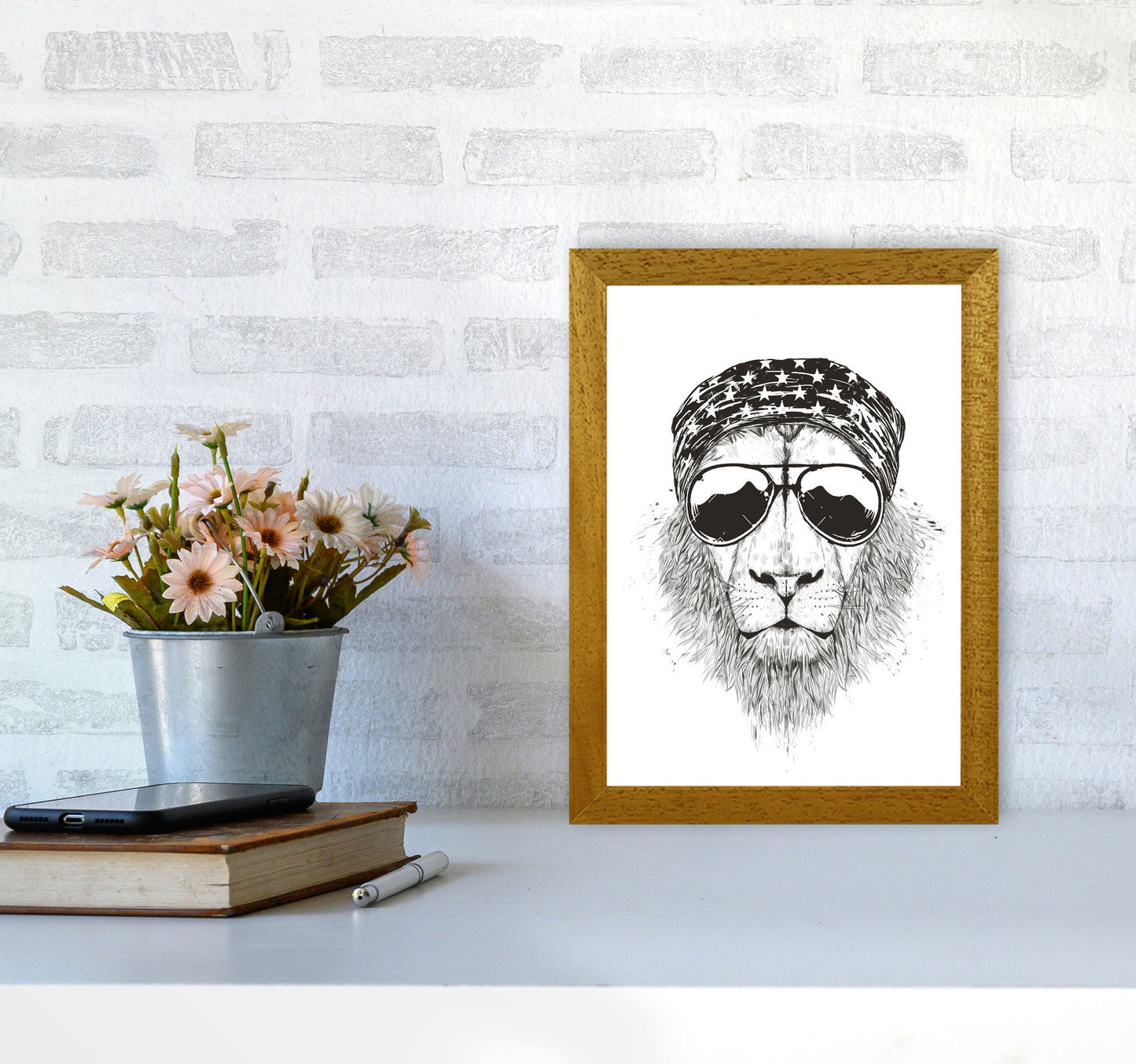 Wild Lion B&W Animal Art Print by Balaz Solti A4 Print Only