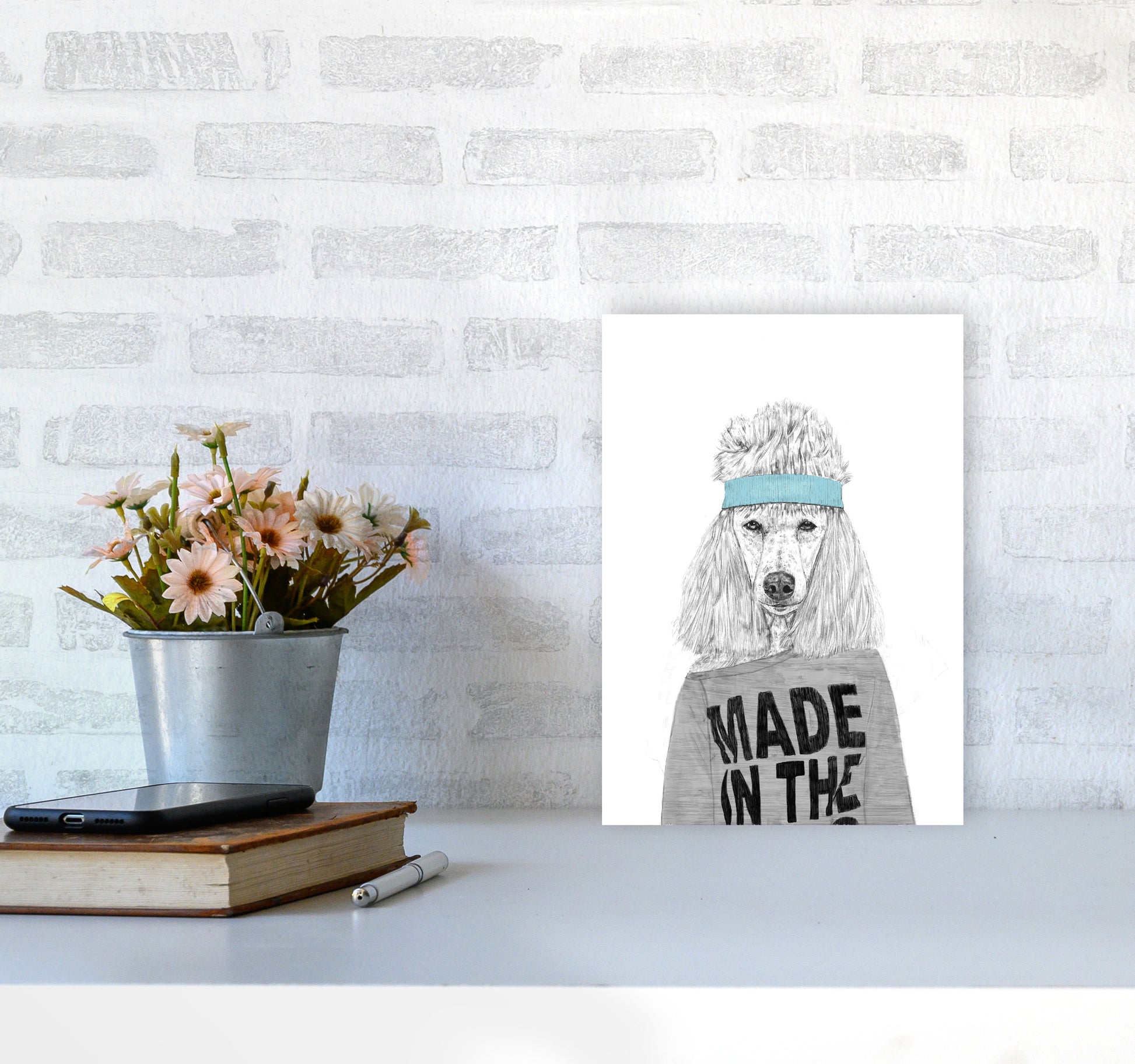 80's Bitch Dog Animal Modern Art Print by Balaz Solti A4 Black Frame