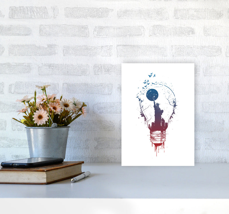 Big City Lights Art Print by Balaz Solti A4 Black Frame