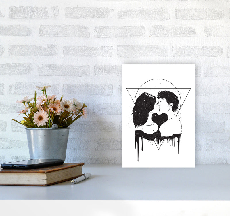 Cosmic Love B&W Art Print by Balaz Solti A4 Black Frame