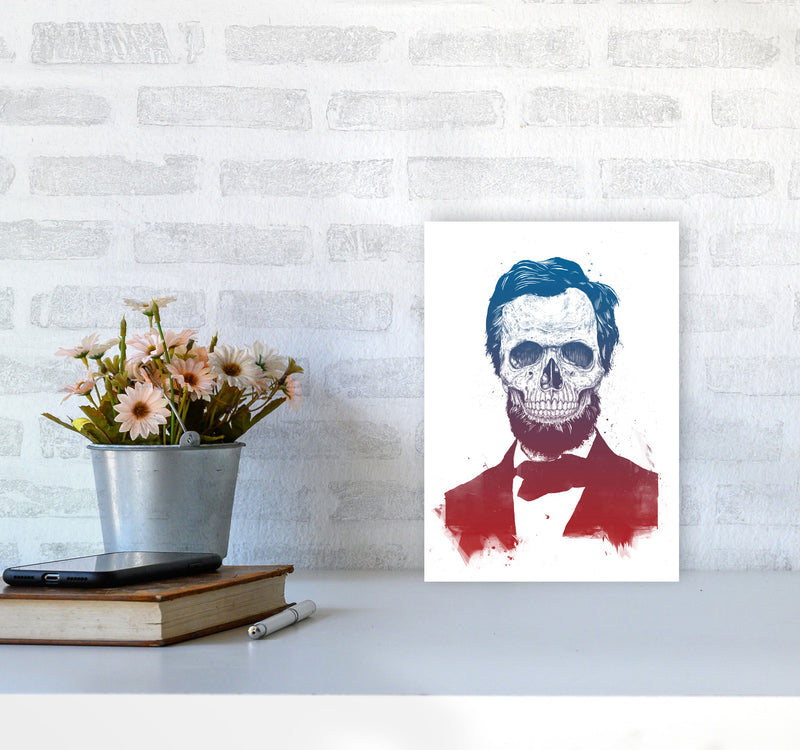 Dead Lincoln Skull Modern Art Print by Balaz Solti A4 Black Frame