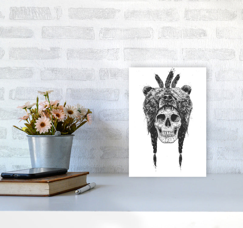 Dead Shaman B&W Gothic Art Print by Balaz Solti A4 Black Frame