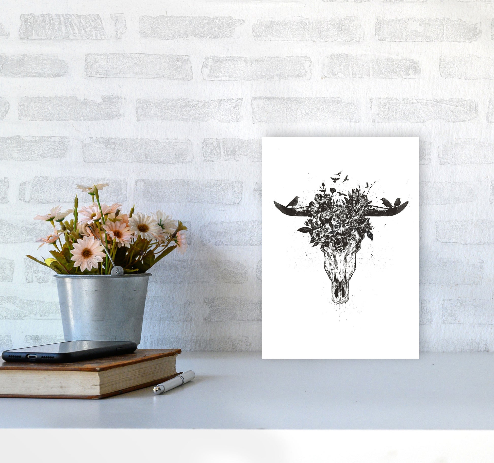 Dead Summer B&W Animal Art Print by Balaz Solti A4 Black Frame
