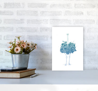 Floral Ostrich Teal Animal Art Print by Balaz Solti A4 Black Frame