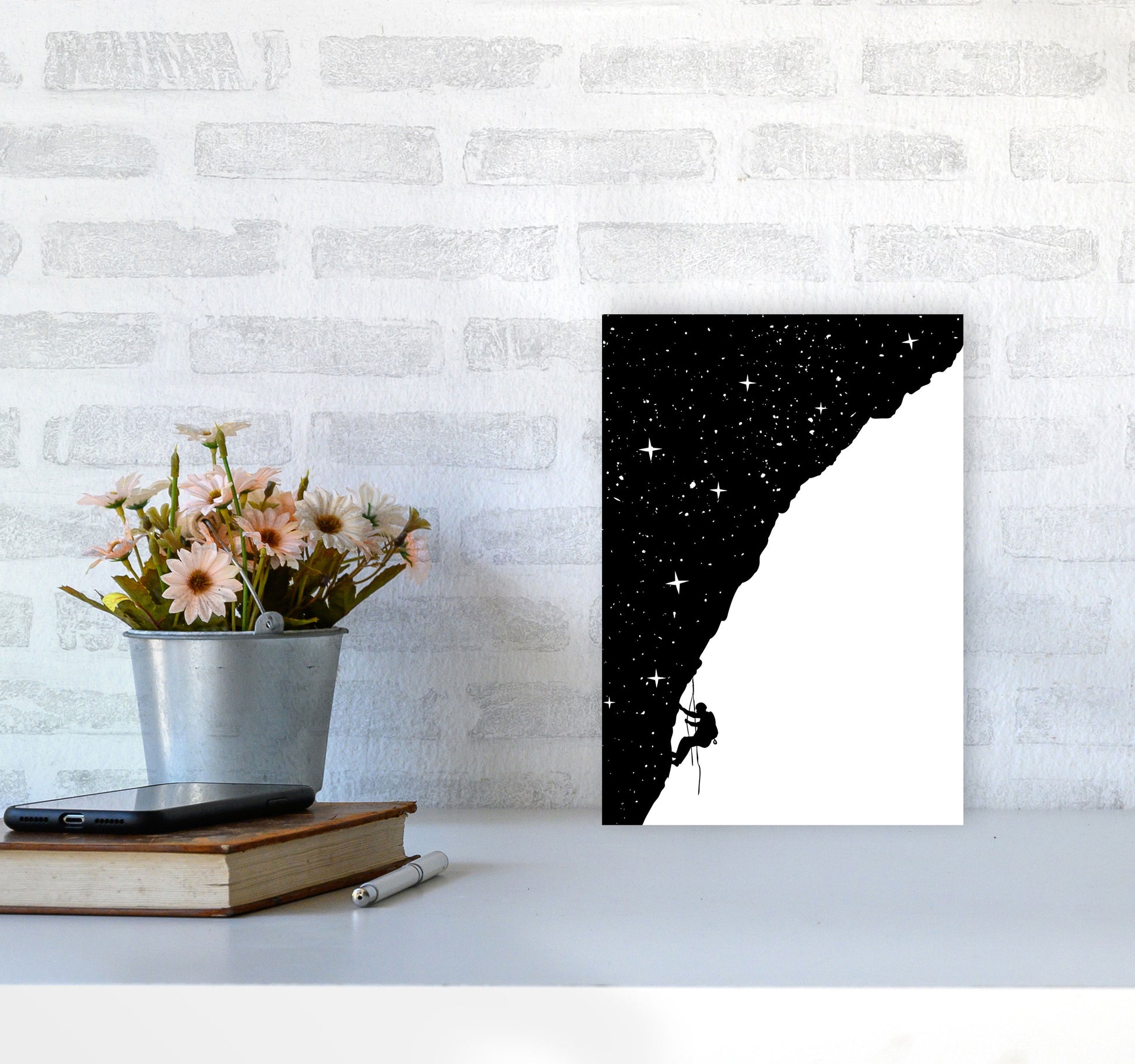 Night Climber B&W Art Print by Balaz Solti A4 Black Frame