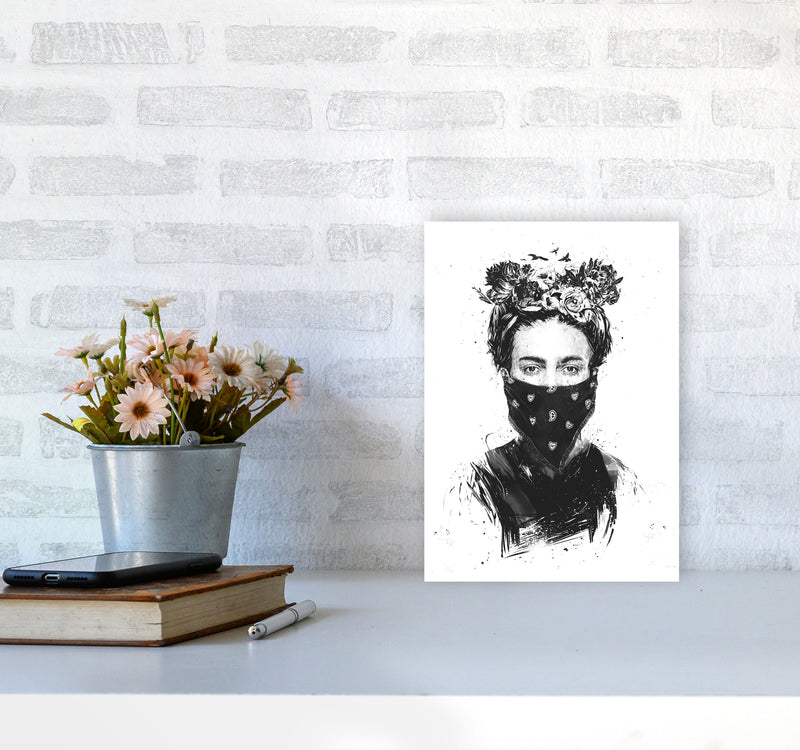 Rebel Girl Art Print by Balaz Solti A4 Black Frame