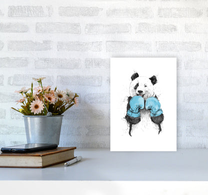 The Winner Boxing Panda Animal Art Print by Balaz Solti A4 Black Frame