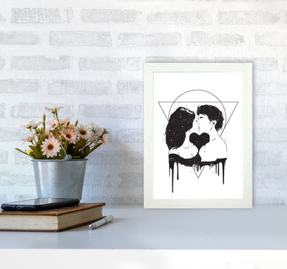Cosmic Love B&W Art Print by Balaz Solti A4 Oak Frame
