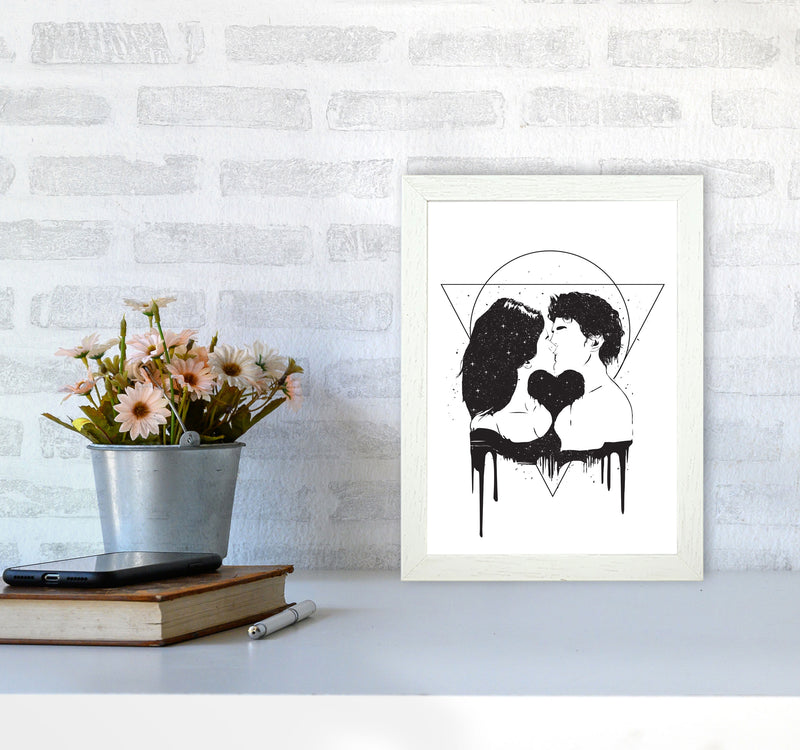 Cosmic Love B&W Art Print by Balaz Solti A4 Oak Frame