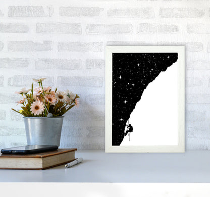 Night Climber B&W Art Print by Balaz Solti A4 Oak Frame
