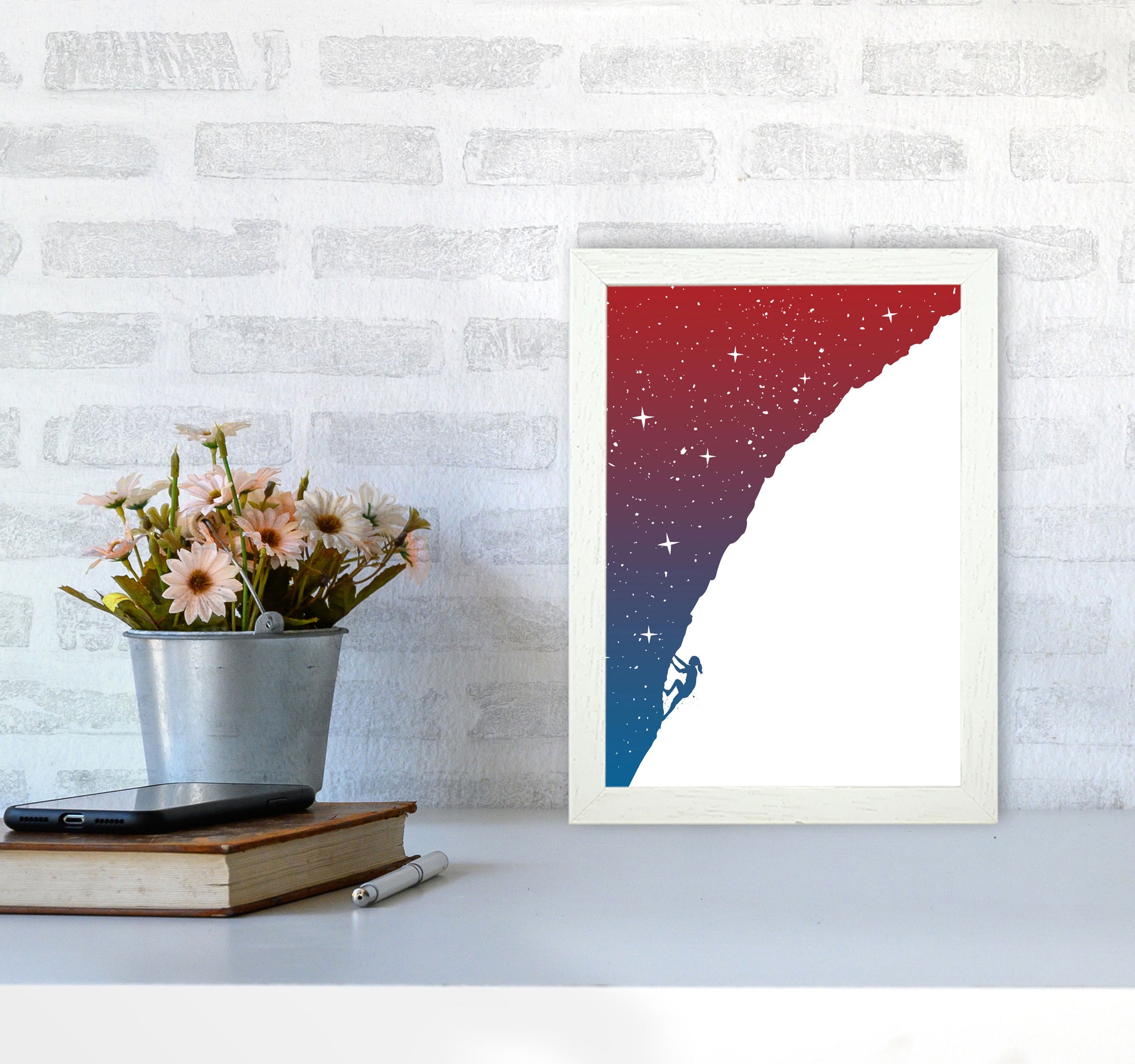 Night Climber Colour Art Print by Balaz Solti A4 Oak Frame