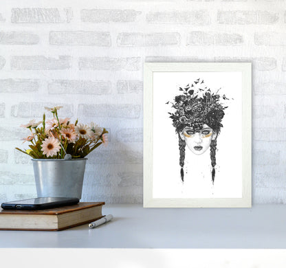 Summer Queen B&W Art Print by Balaz Solti A4 Oak Frame