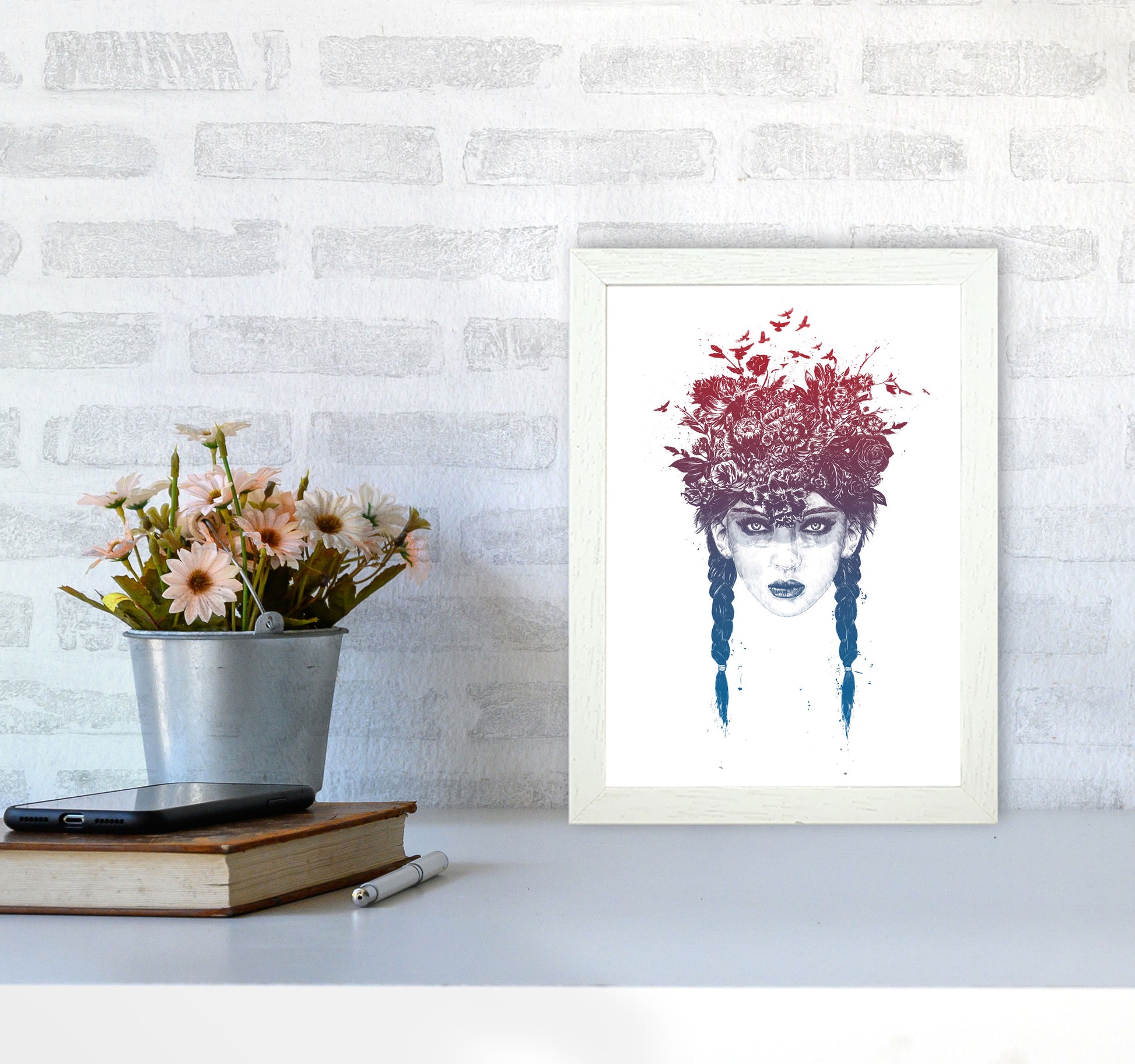 Summer Queen Colour Art Print by Balaz Solti A4 Oak Frame