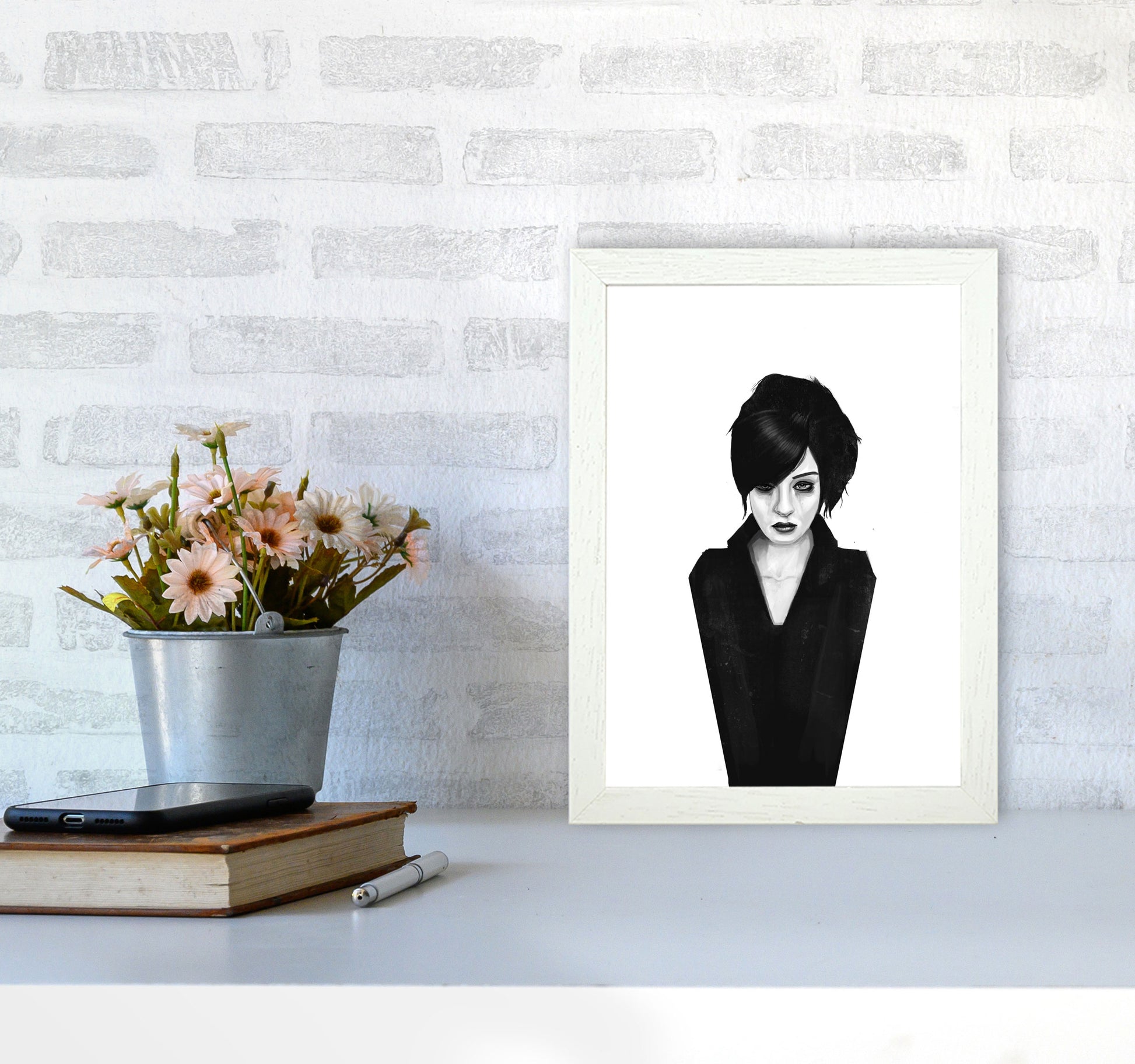 The Widow Art Print by Balaz Solti A4 Oak Frame
