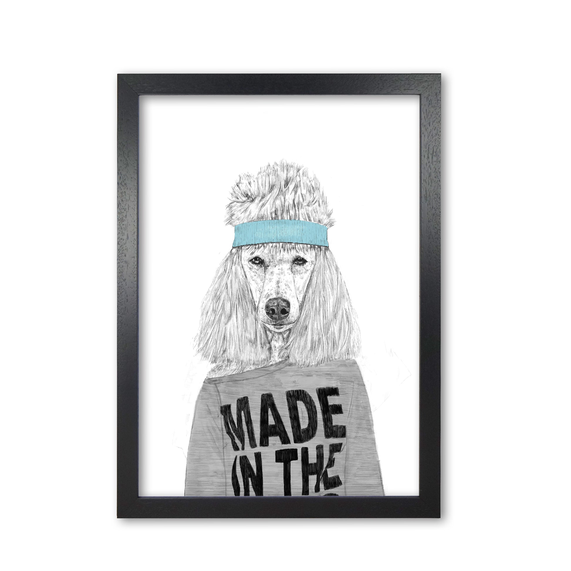 80's Bitch Dog Animal Modern Art Print by Balaz Solti Black Grain