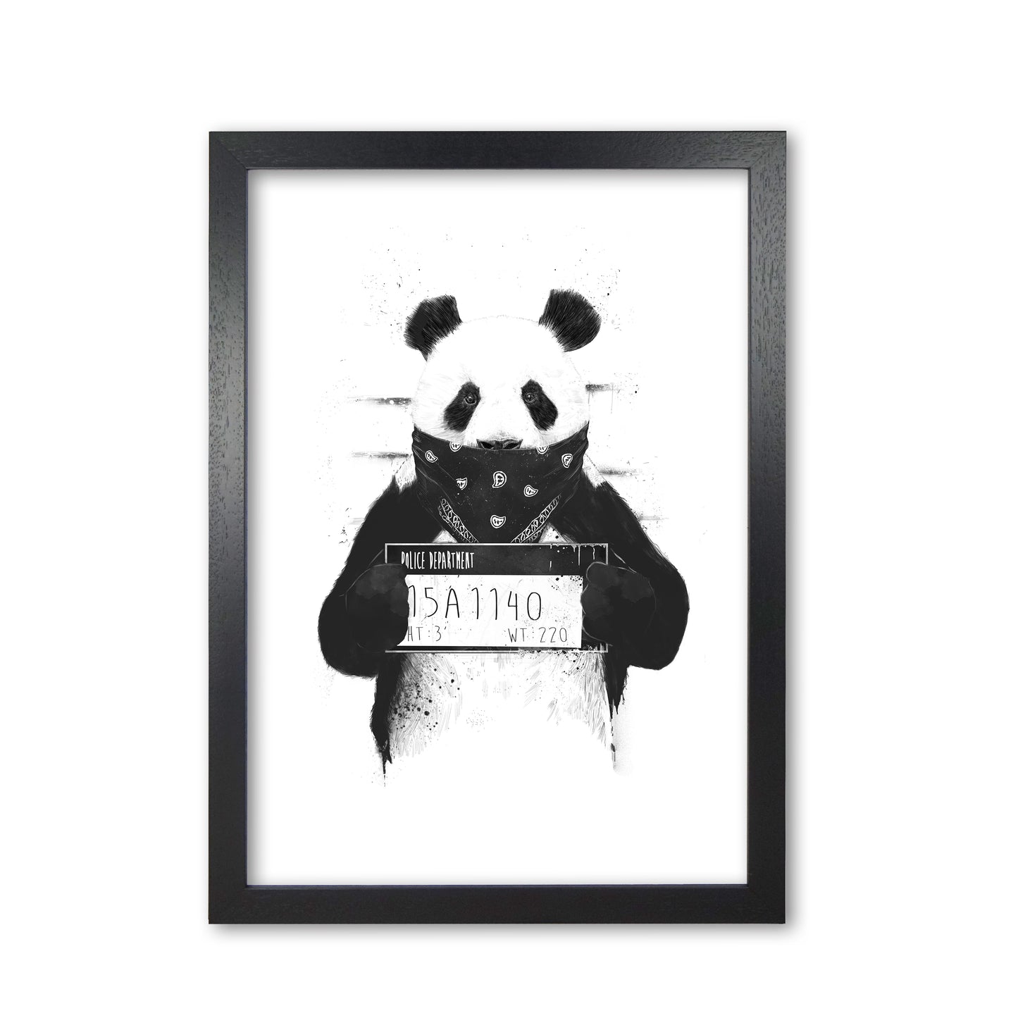 Bad Panda Animal Art Print by Balaz Solti Black Grain