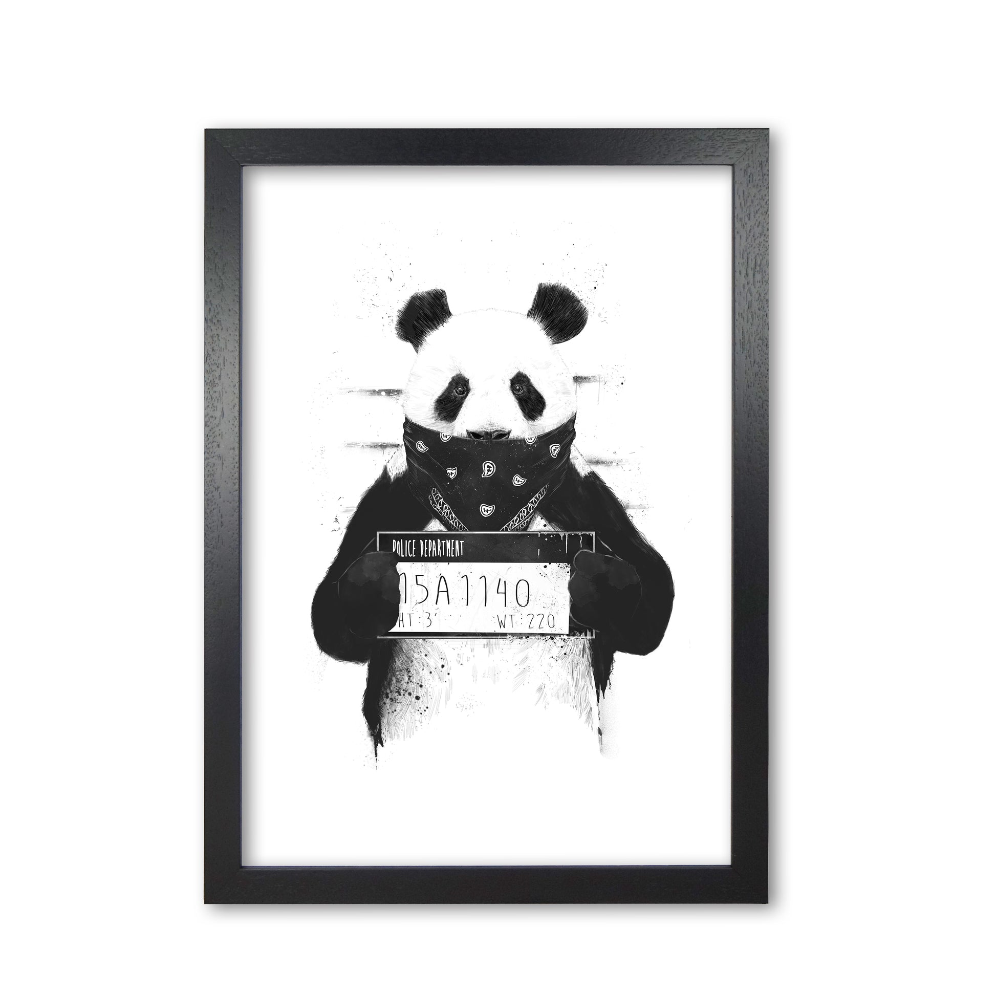 Bad Panda Animal Art Print by Balaz Solti Black Grain