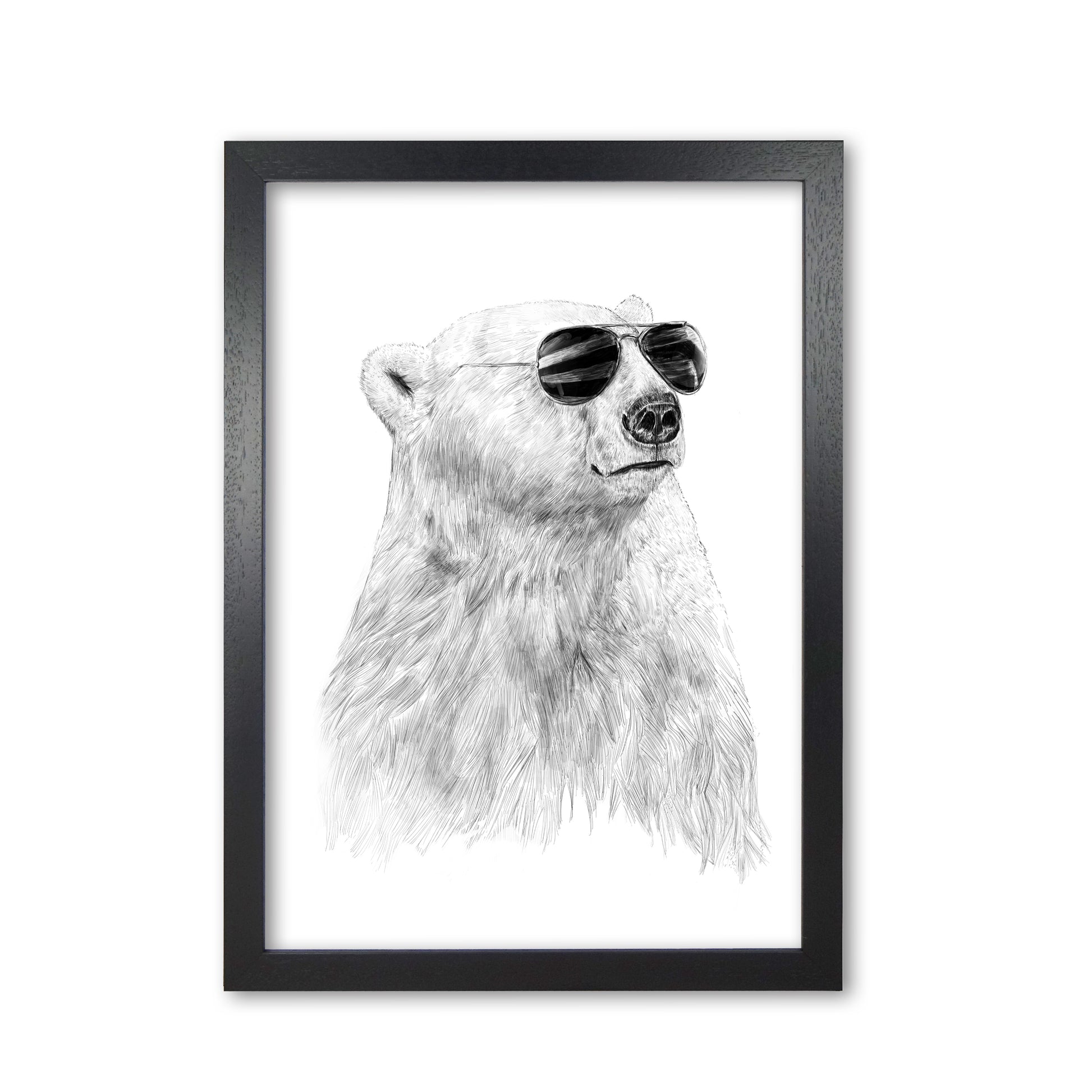 Don't Let The Sun Go Down Bear Animal Art Print by Balaz Solti Black Grain