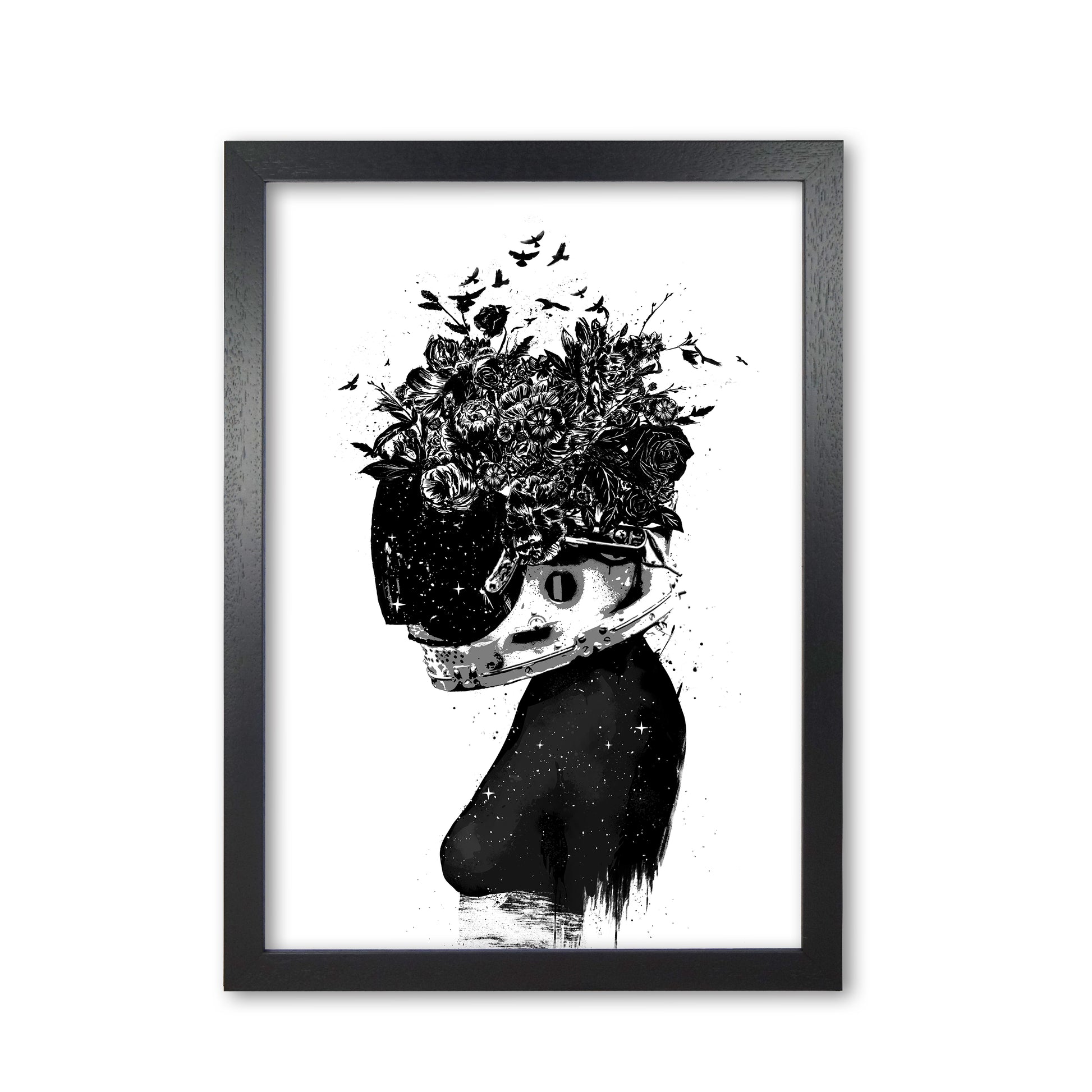Hybrid Girl Art Print by Balaz Solti Black Grain
