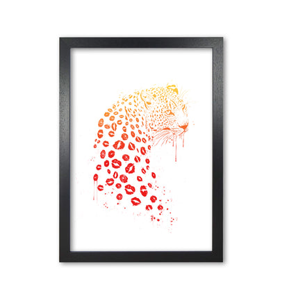 Kiss Me Leopard Animal Art Print by Balaz Solti Black Grain