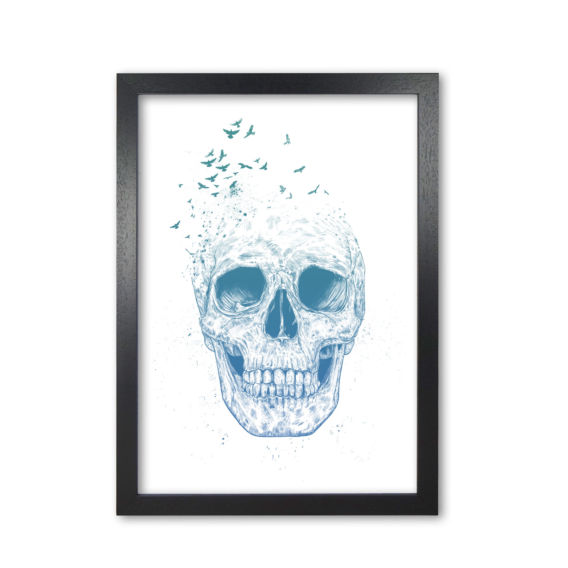 Let Them Fly Skull Gothic Art Print by Balaz Solti Black Grain