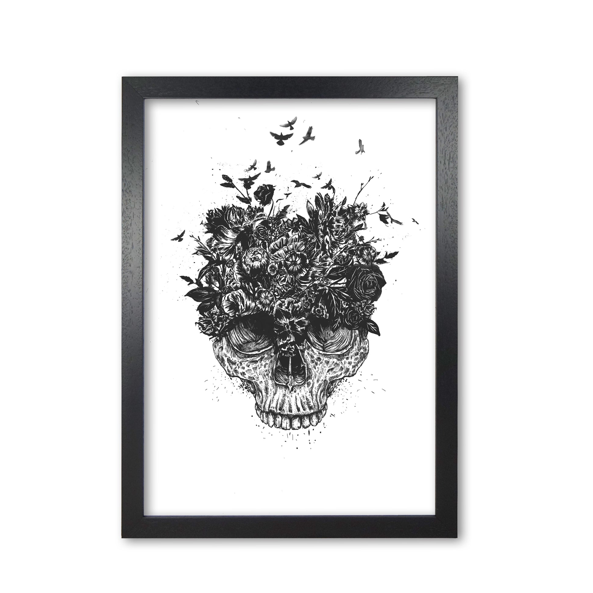 My Head Is A Jungle Skull B&W Art Print by Balaz Solti Black Grain