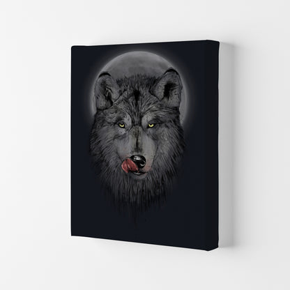 Dinner Time Wolf Night Animal Art Print by Balaz Solti Canvas