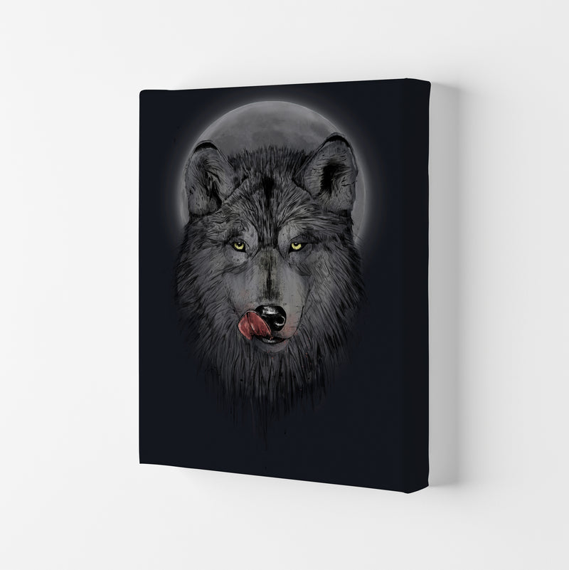 Dinner Time Wolf Night Animal Art Print by Balaz Solti Canvas