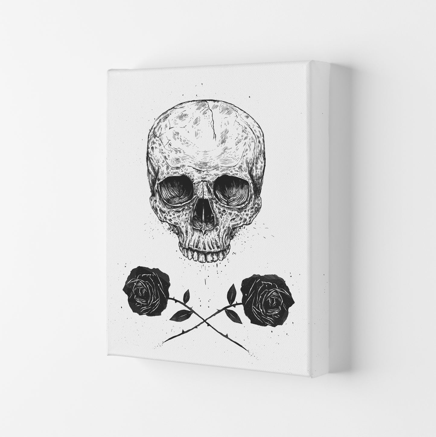 Skull And Roses Gothic Art Print by Balaz Solti Canvas