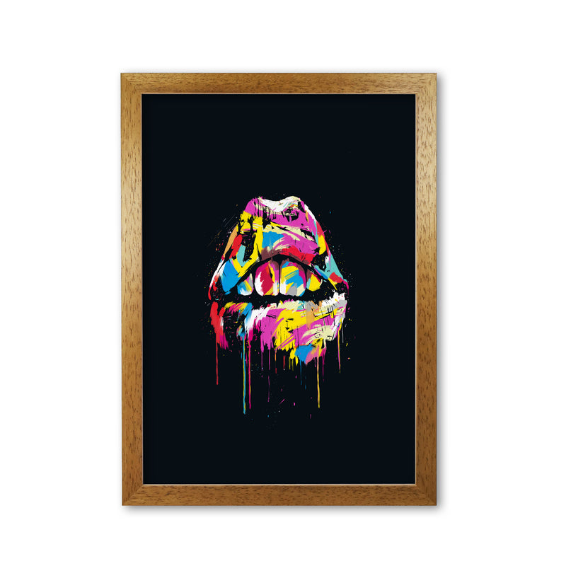 Colourful Lips Modern Art Print by Balaz Solti Oak Grain