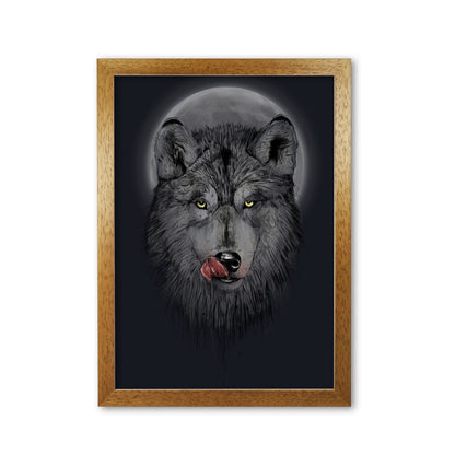 Dinner Time Wolf Night Animal Art Print by Balaz Solti Oak Grain