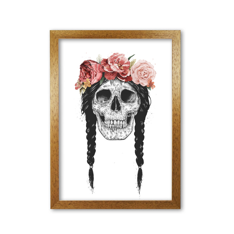 Festival Floral Skull Art Print by Balaz Solti Oak Grain