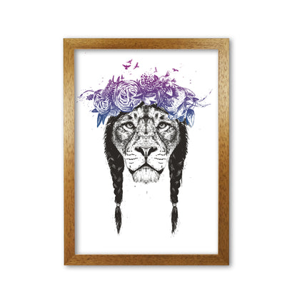 King Of Lions Animal Art Print by Balaz Solti Oak Grain