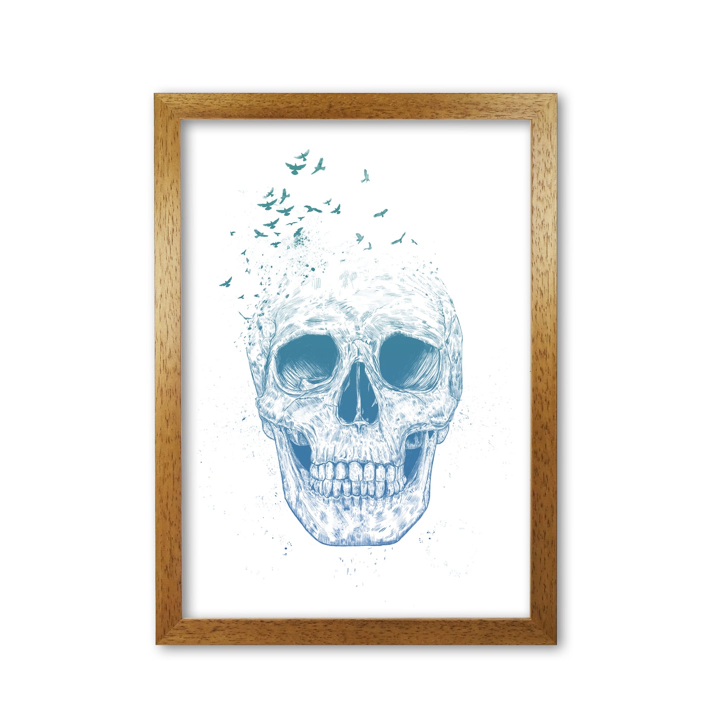 Let Them Fly Skull Gothic Art Print by Balaz Solti Oak Grain