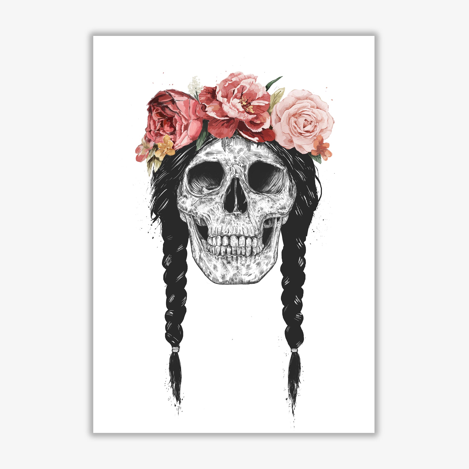 Festival Floral Skull Art Print by Balaz Solti Print Only