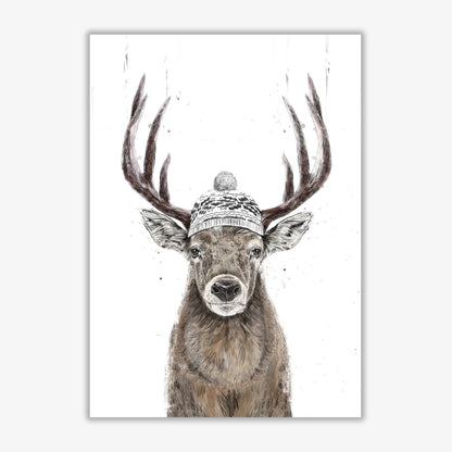 Lets Go Outside Reindeer Animal Art Print by Balaz Solti Print Only