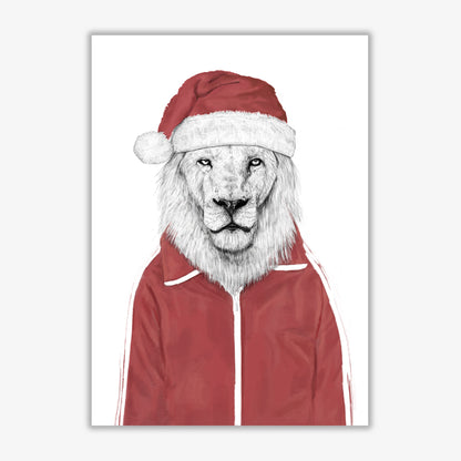 Santa Lion Animal Art Print by Balaz Solti Print Only
