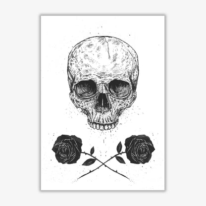 Skull And Roses Gothic Art Print by Balaz Solti Print Only