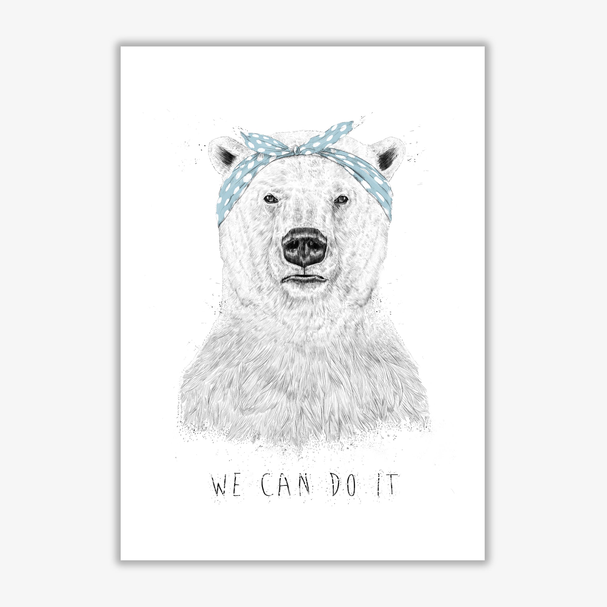We Can Do It Bear Animal Art Print by Balaz Solti Print Only