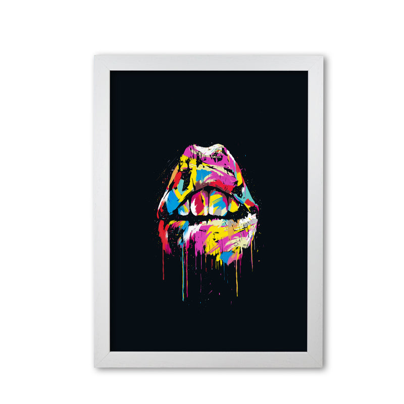 Colourful Lips Modern Art Print by Balaz Solti White Grain