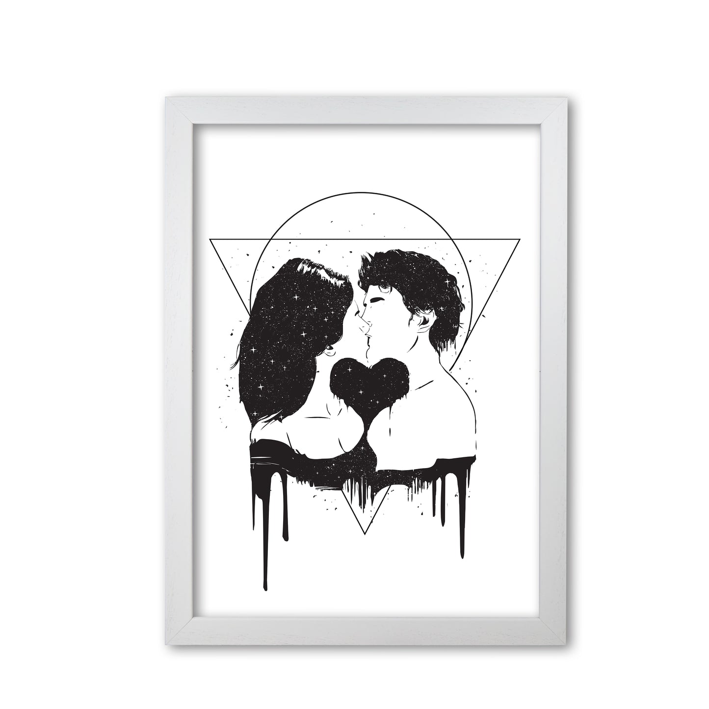 Cosmic Love B&W Art Print by Balaz Solti White Grain