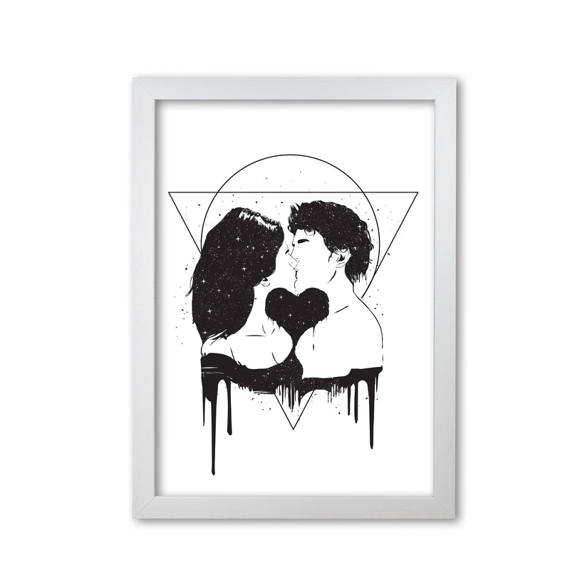 Cosmic Love B&W Art Print by Balaz Solti White Grain