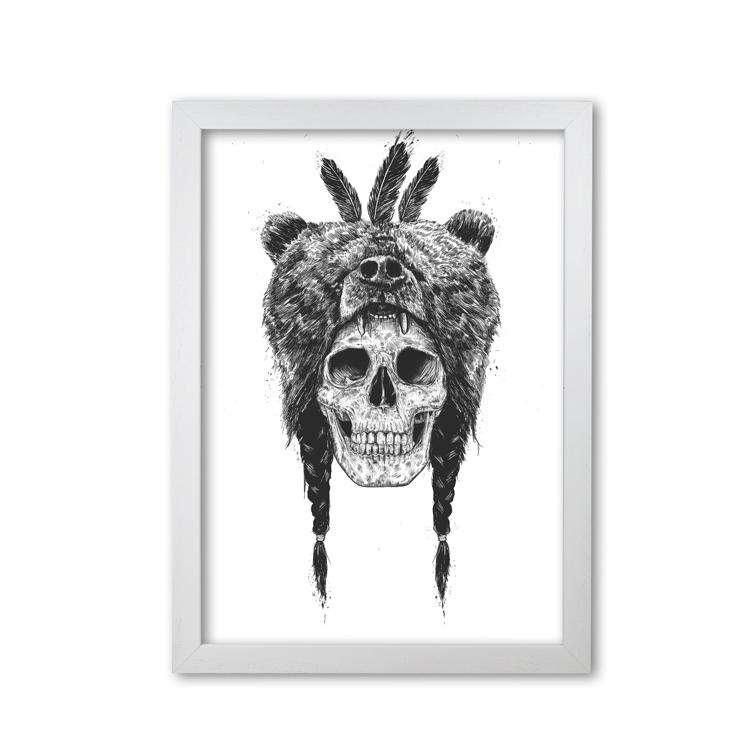 Dead Shaman B&W Gothic Art Print by Balaz Solti White Grain