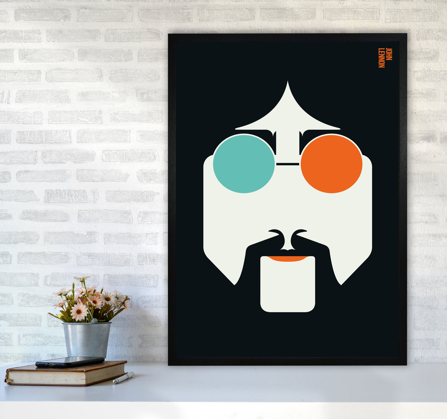 Icons John Lennon Art Print by Bo Lundberg A1 White Frame