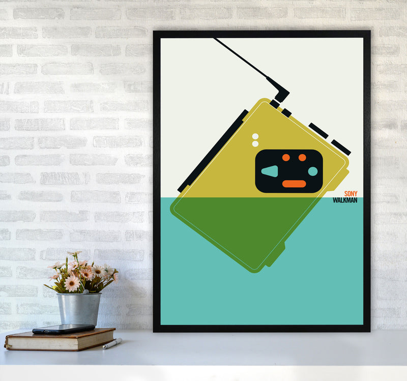 Icons Walkman Art Print by Bo Lundberg A1 White Frame