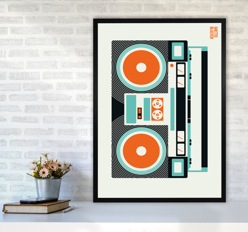Icons Ghetto Blaster Art Print by Bo Lundberg A1 White Frame