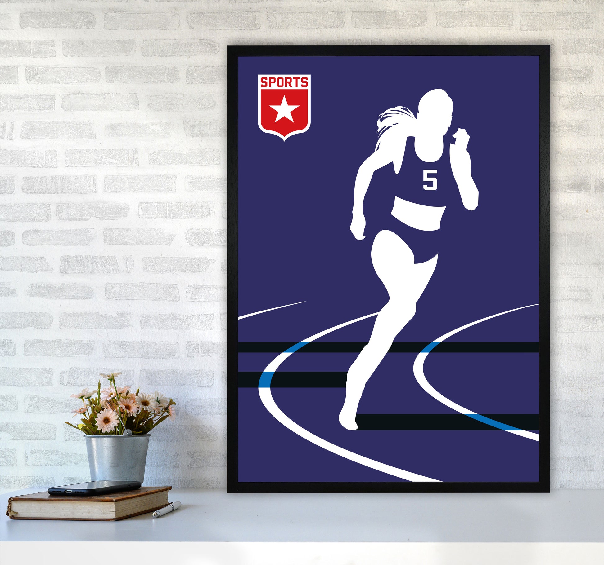 Runner Art Print by Bo Lundberg A1 White Frame