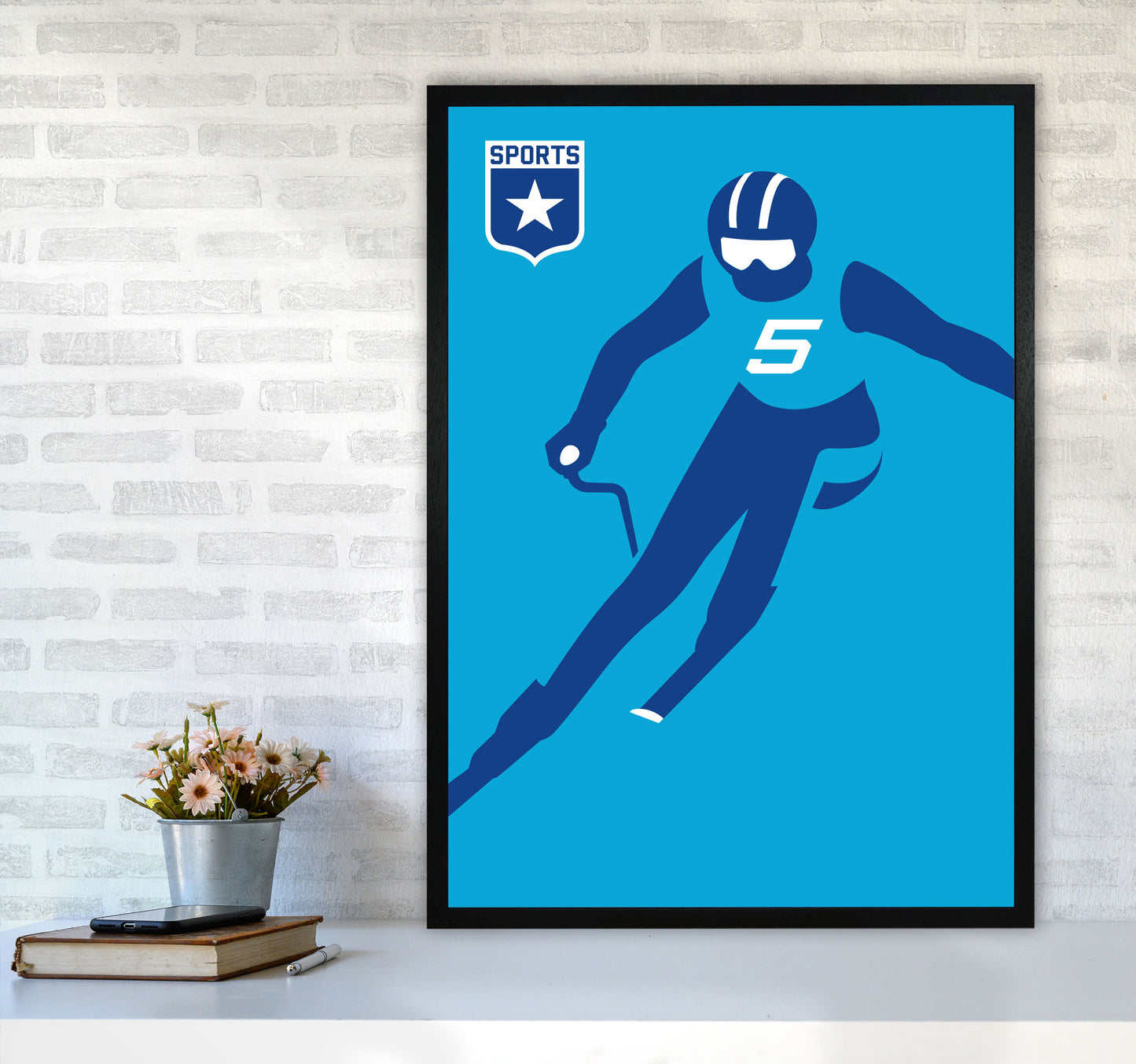Slalom Art Print by Bo Lundberg A1 White Frame
