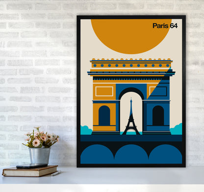 Paris 64 Art Print by Bo Lundberg A1 White Frame